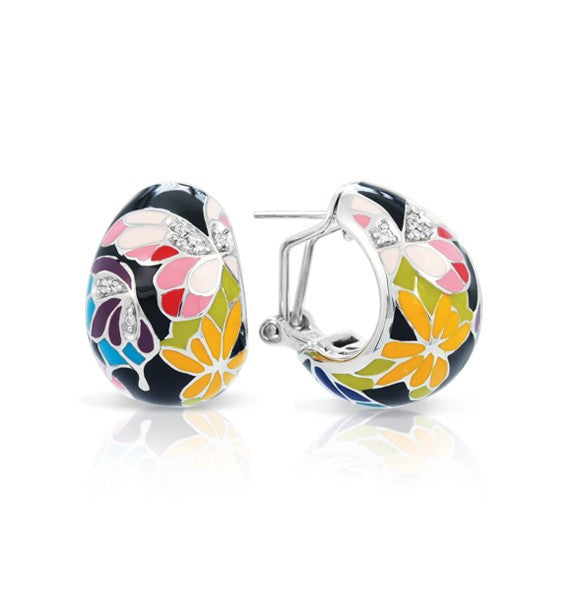 Belle e'toile Sterling Silver Butterfly Kisses Black Earrings