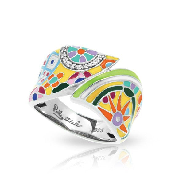 Belle e'toile Sterling Silver Pashmina Yellow Ring, Size 7