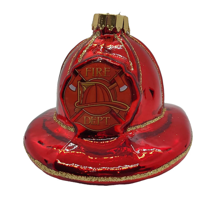 Christmas By Krebs Blown Glass Collectible Tree Ornaments (2 1/2" Firefighter Hat)