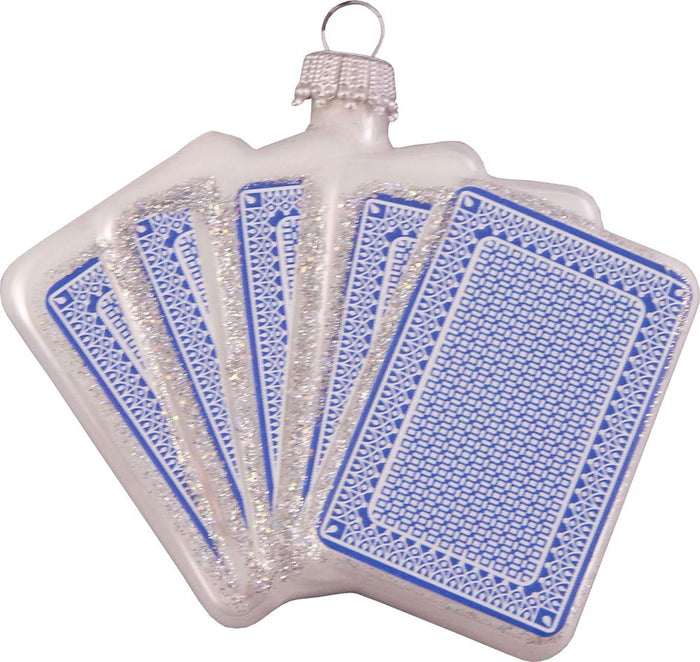 Christmas By Krebs Blown Glass Collectible Tree Ornaments (3.5" Royal Flush Playing Cards)