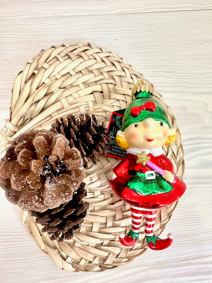 Christmas By Krebs Blown Glass Collectible Tree Ornaments (4 1/2" Elf Girl)