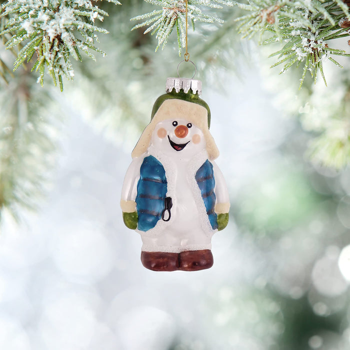 Christmas By Krebs Blown Glass Collectible Tree Ornaments (4" Snowman in Floppy Hat)