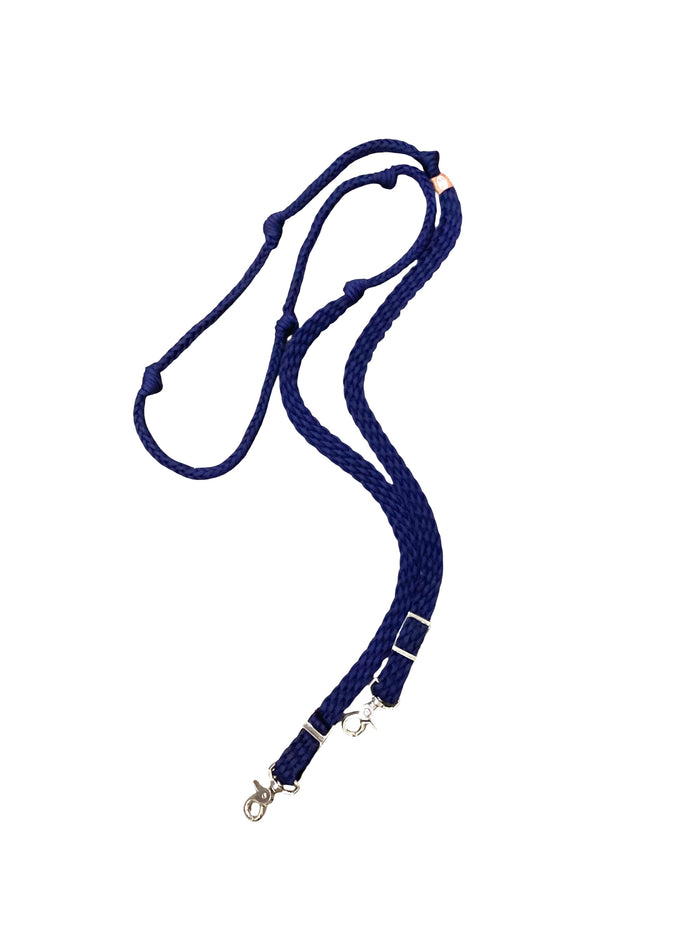 Dark blue Barrel Reins, Round with grip knots.