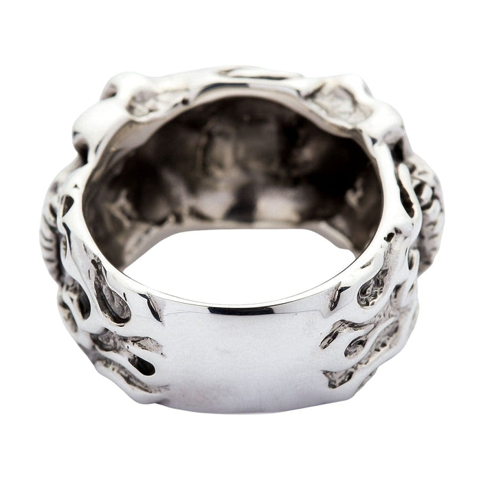 Heavy Tribal Skull Ring in Sterling Silver