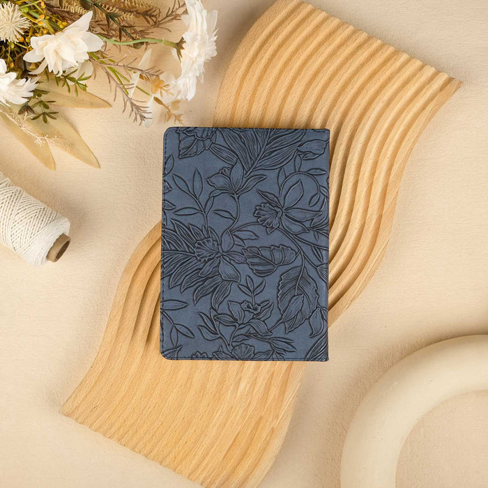 Floral Leather Kindle Case - Navy