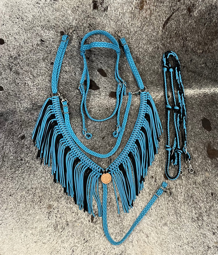 horse tack set, (fringe breast collar, wither strap, reins, and bridle) - Tiffanys Braided Tack LLC