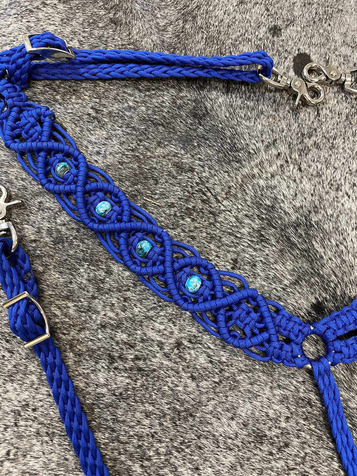 fancy macrame breast collar with European glass beads
