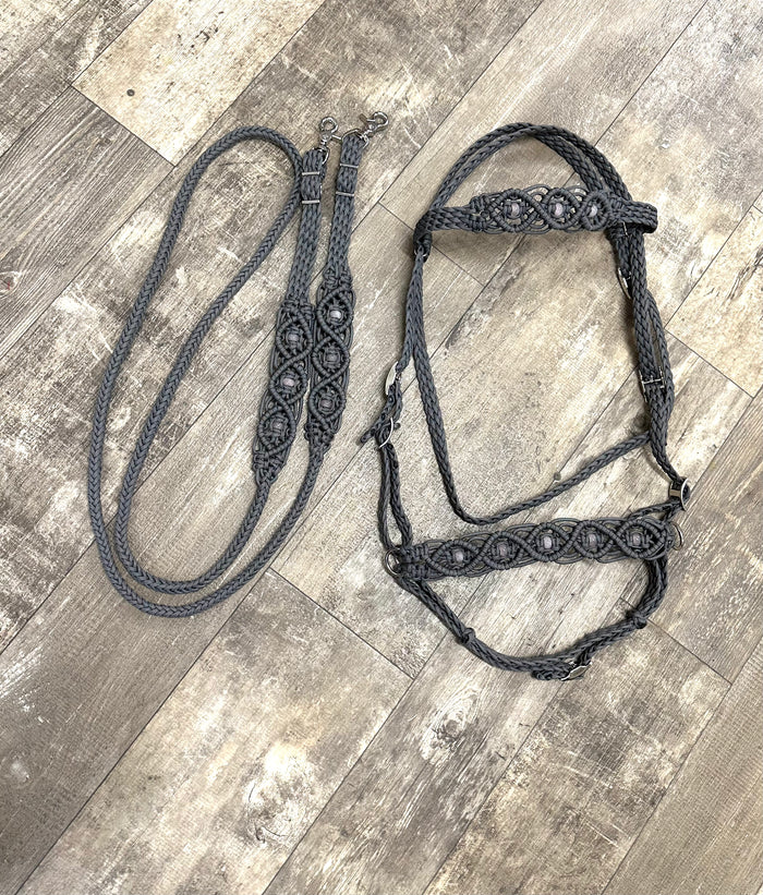complete Bitless bridle side pull hackamore in my beaded style