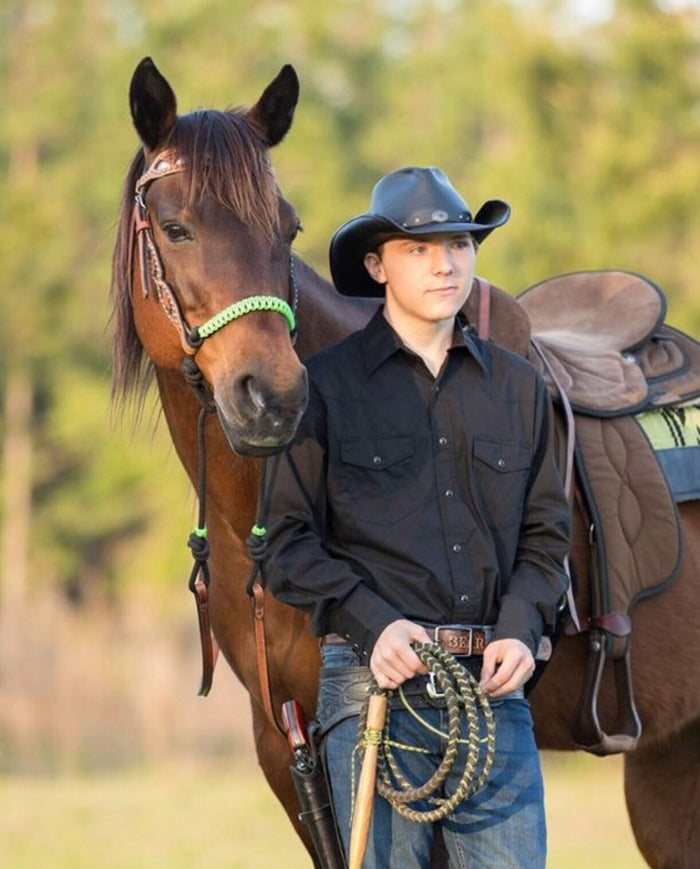 Indian Bosal bitless attachment small pony to draft horse size. - Tiffanys Braided Tack LLC