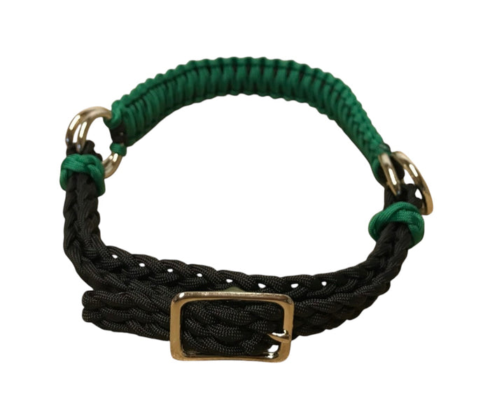 Kelly green side pull hackamore bitless attachment.... with black or brown chinstrap...all sizes