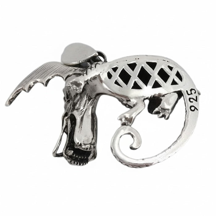 The back of the heavy silver dragon pendant, showing the .925 hallmark stamp.