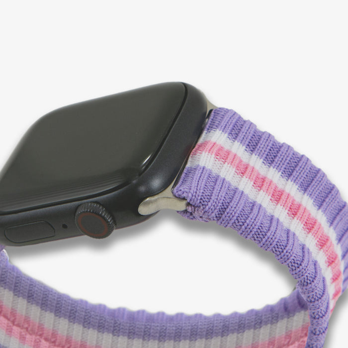 Knit Apple Watch® Band - Lavender + Pink Stripe