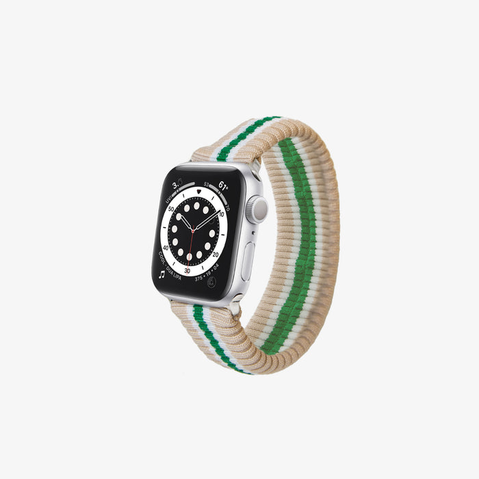 Knit Apple Watch® Band - Oat + Green Stripe