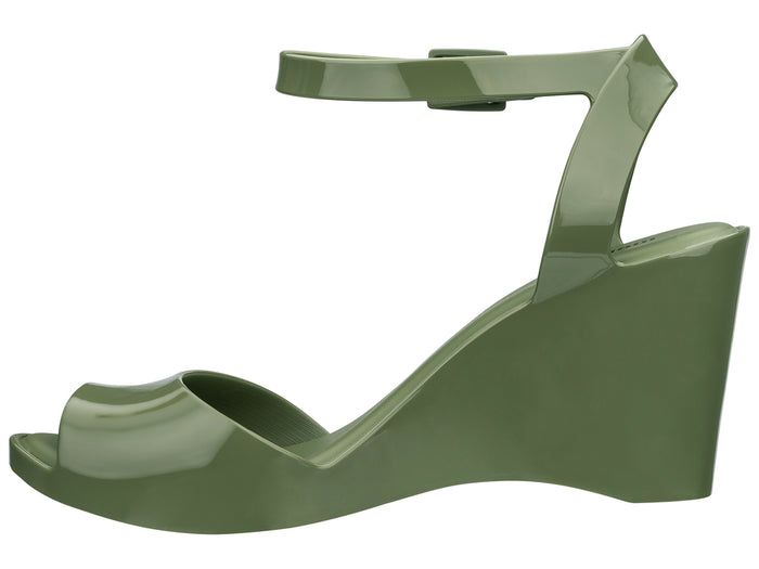 Melissa Blanca Ankle Strap Peep Toe Wedges Heel Green Sandal For Women