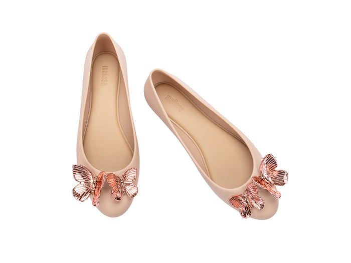 Melissa Doll Butterfly Beige Ballerina Flats for Women