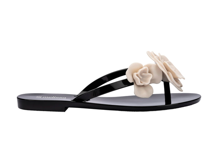 Melissa Harmonic Petals Floral Black Women Flipflop