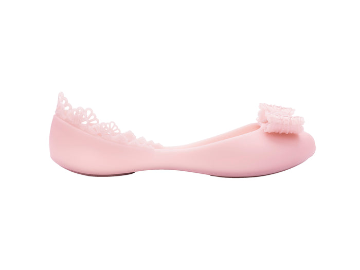 Melissa Queen Pink Ballerina Shoes for Women – elegant and comfortable flats with a chic bow detail, perfect for casual and dressy occasions.