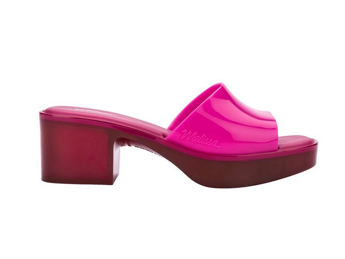 Melissa Shape AD Pink Block Heel Slides for Women – Chic and comfortable slip-on sandals with a trendy block heel, perfect for casual and dressy occasions.