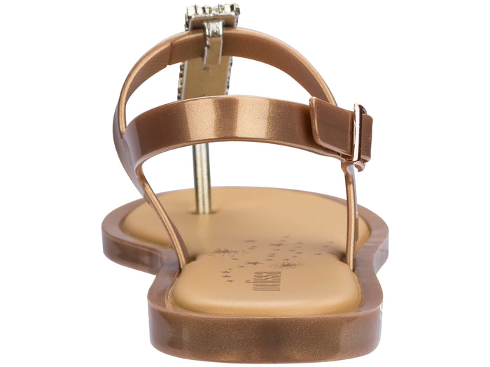 MelIssa Slim Sandal II Flat Gold T Strap Sandal for Women