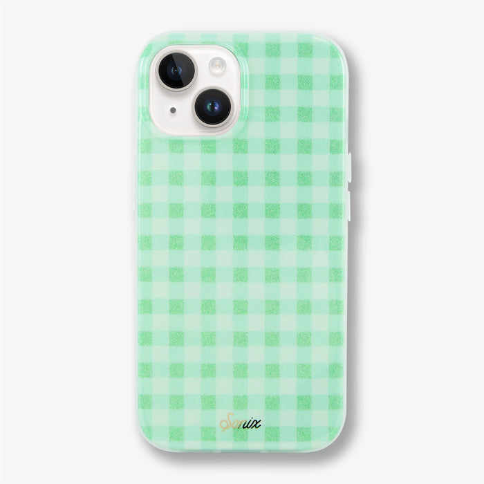 Minty Gingham MagSafe® Compatible iPhone Case