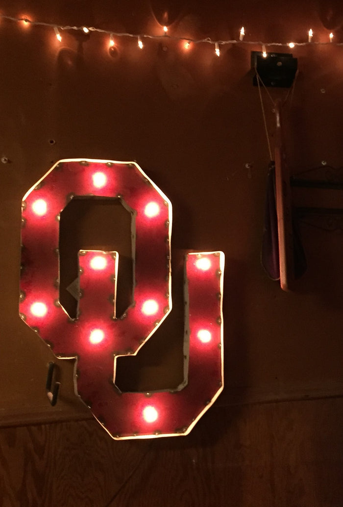 Oklahoma OU Lighted Recycled Metal Wall Decor