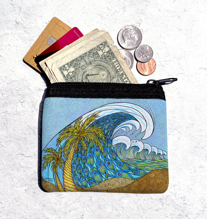 Palm Trees and Waves Coin Bag