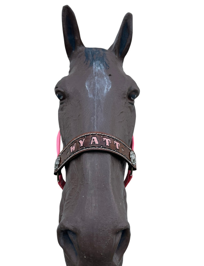 PERSONALIZED nylon horse halter light pink