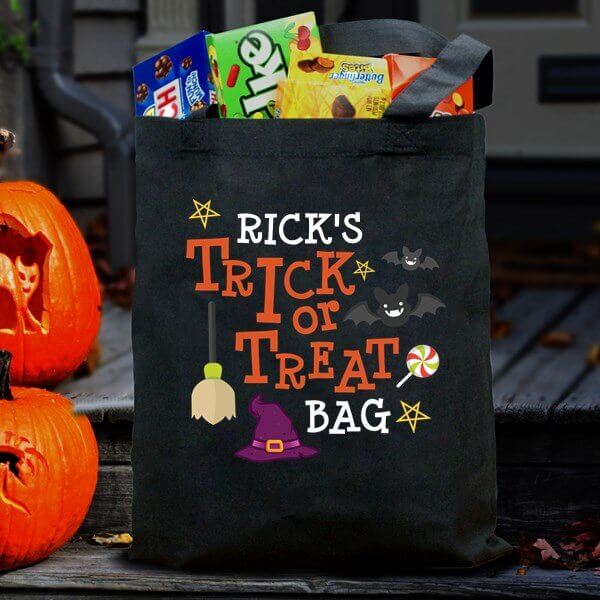 Personalized Trick Or Treat Hat Tote Bag