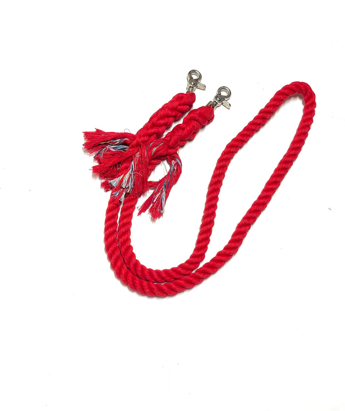 Sale pony reins 5’ red cotton reins - Tiffanys Braided Tack LLC