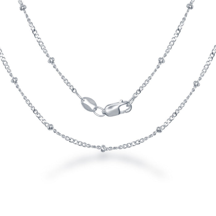 Sterling Silver 2.3mm Diamond Cut Cuban Chain with Beads