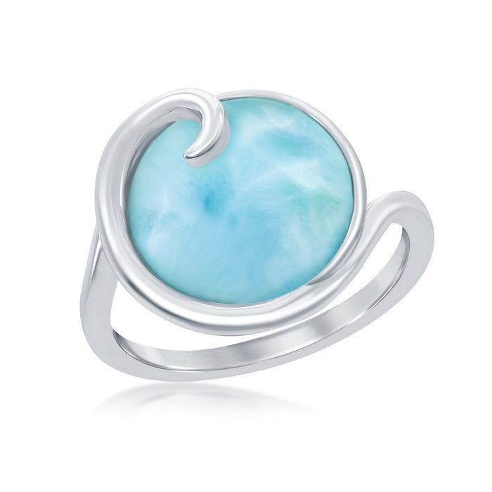 Sterling Silver Larimar Wave Design Ring
