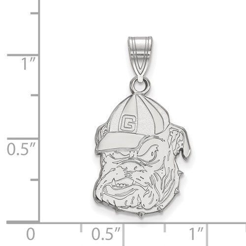 Sterling Silver LogoArt Officially Licensed University of Georgia Large Bulldog Pendant