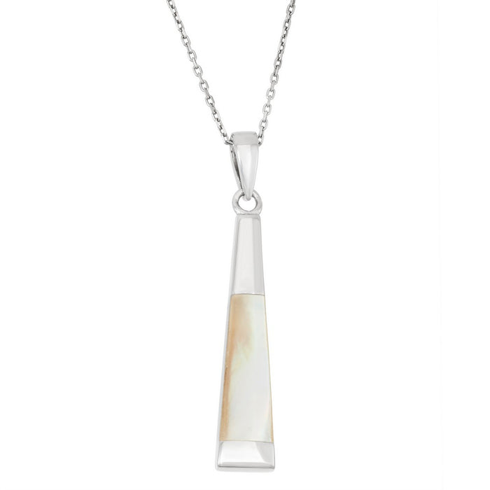 Sterling Silver Long Thin Mother of Pearl Necklace