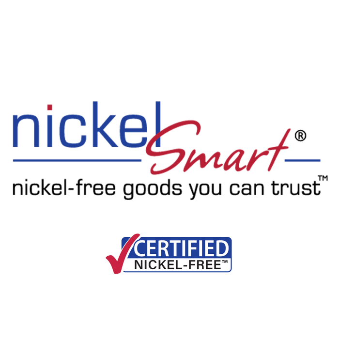Nickel Smart logo. Nickel-free goods you can trust. Certified Nickel Free seal.