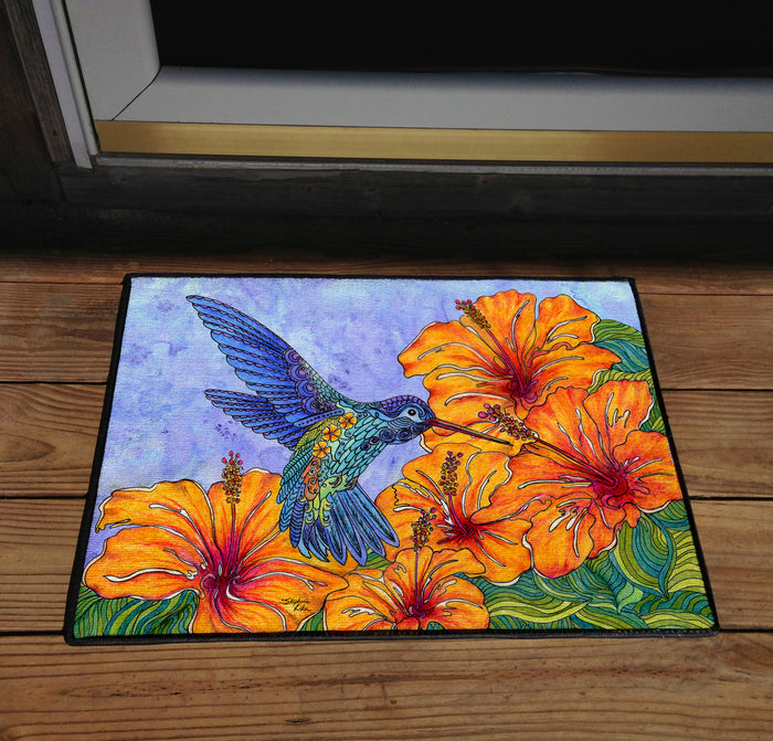 Tropical Hummingbird Door Mat