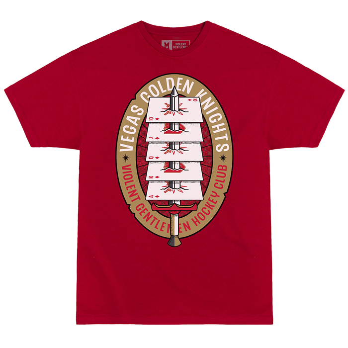 Vegas Golden Knights Impaled Playing Cards Tee - Shirt
