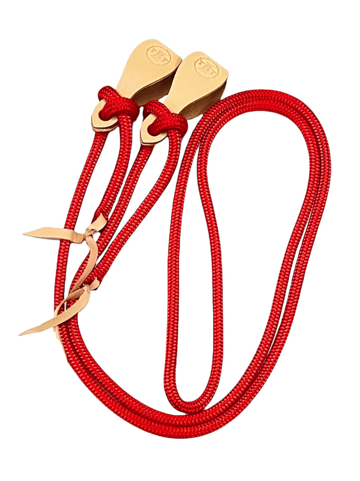 Yacht rope mecate rein 14’ with leather slobber straps...more colors available - Tiffanys Braided Tack LLC