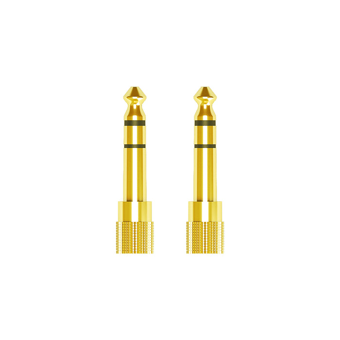 2 Gold-plated 1/4 inch Stereo audio adapters with a knurled grips