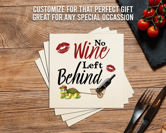 4" Square Ceramic Coaster Set Funny "I Love Wine" Collection - No Wine, 4/Box, 2/Case, 8 Pieces. - Christmas by Krebs Wholesale
