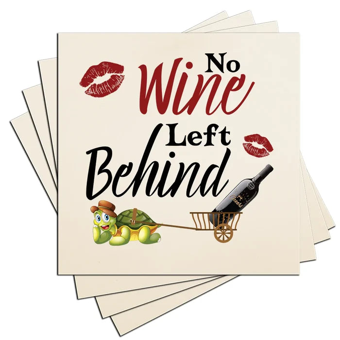 4" Square Ceramic Coaster Set Funny "I Love Wine" Collection - No Wine, 4/Box, 2/Case, 8 Pieces. - Christmas by Krebs Wholesale