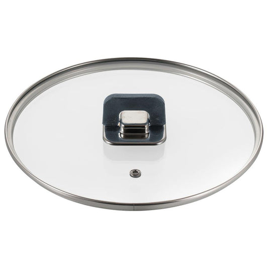 5 Qt Casserole Lid, See-Through Tempered Glass, Stainless Steel Rim, Gray