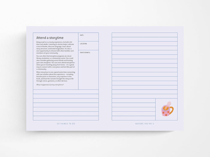 50 Things to Do Before You're 5 Journal