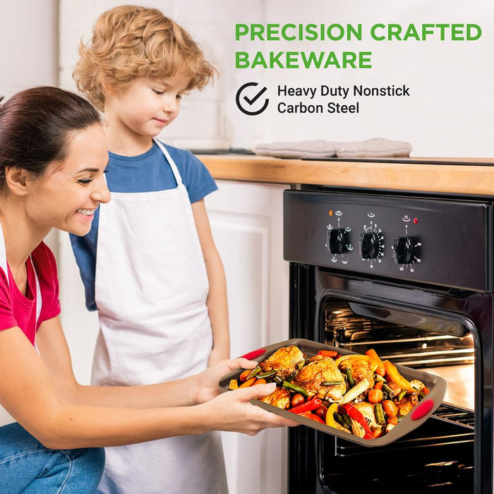 6-Piece Nonstick Bakeware Set - Easy Clean Carbon Steel, Gold