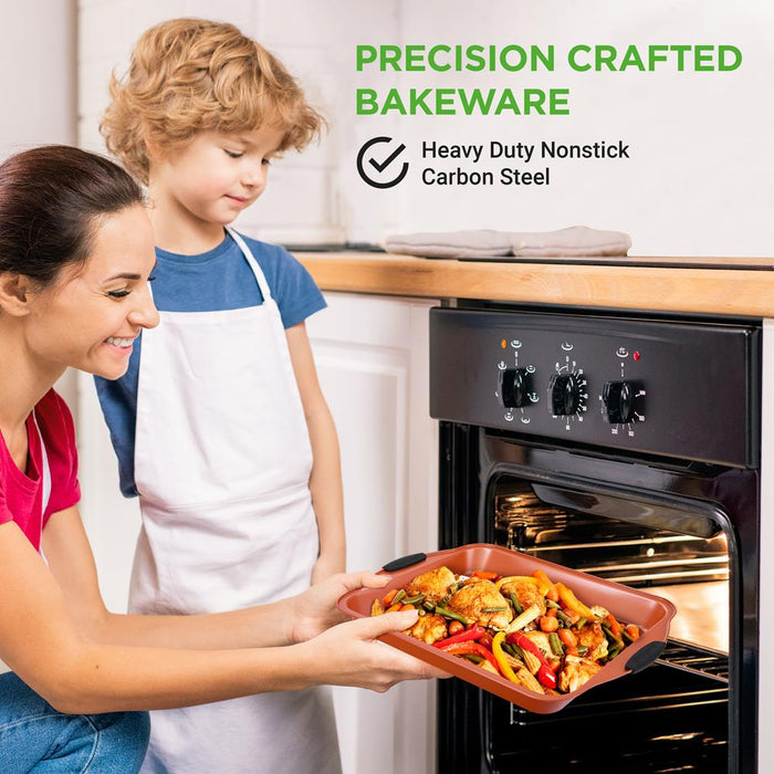 8-Piece Nonstick Bakeware Set, Carbon Steel, Copper Finish