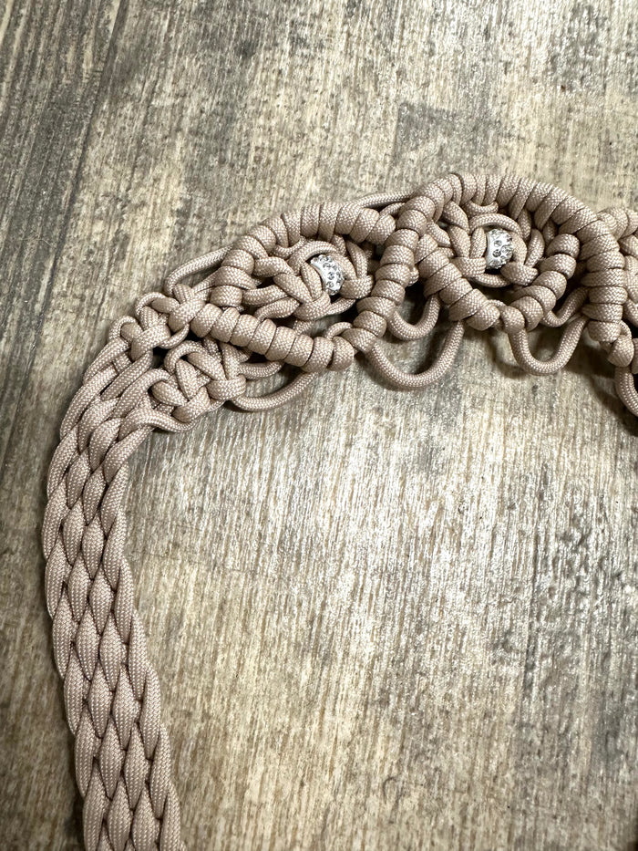 Fancy wither strap in desert sand with rhinestones