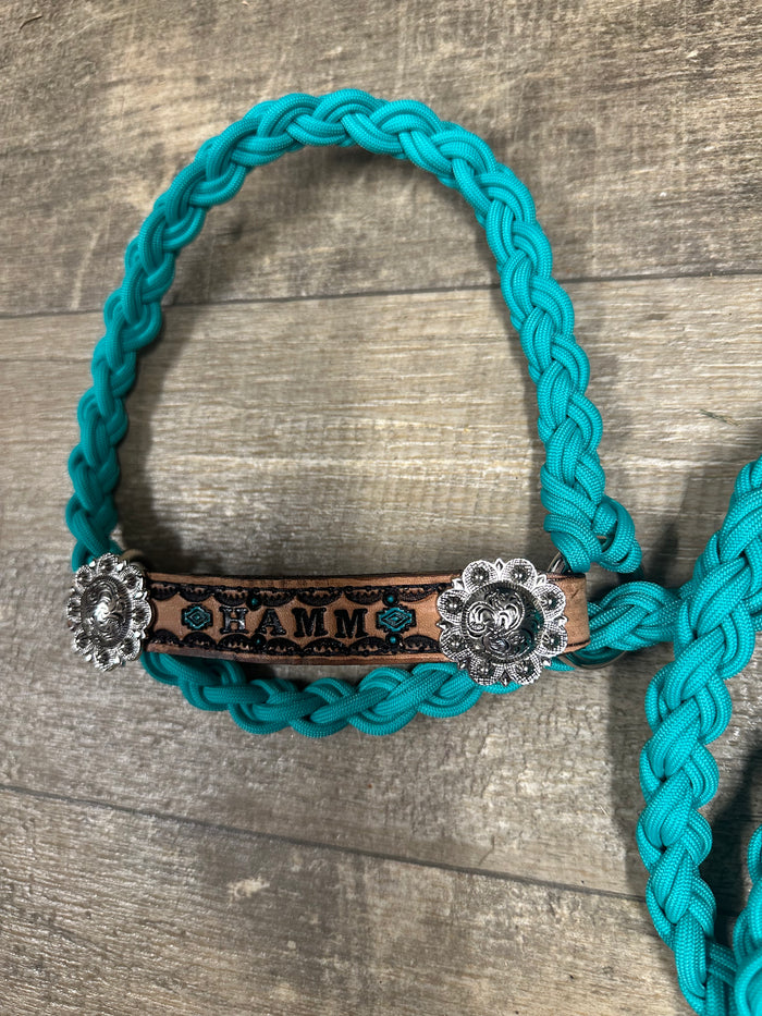 Personalized sheep, lamb, or goat halter green turquoise