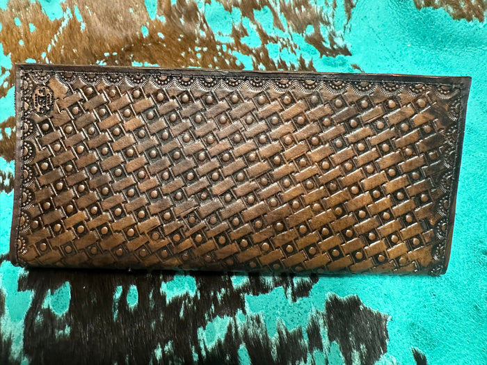 Hand tooled tally book personalized