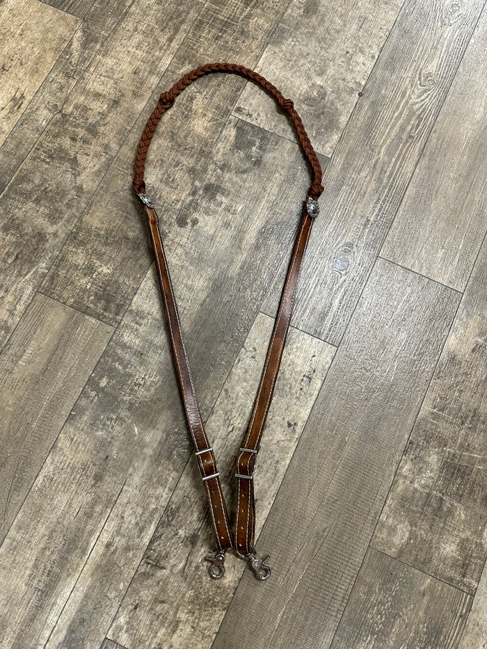 Barrel Reins leather and paracord ,plait with grip knots...You choose color and length