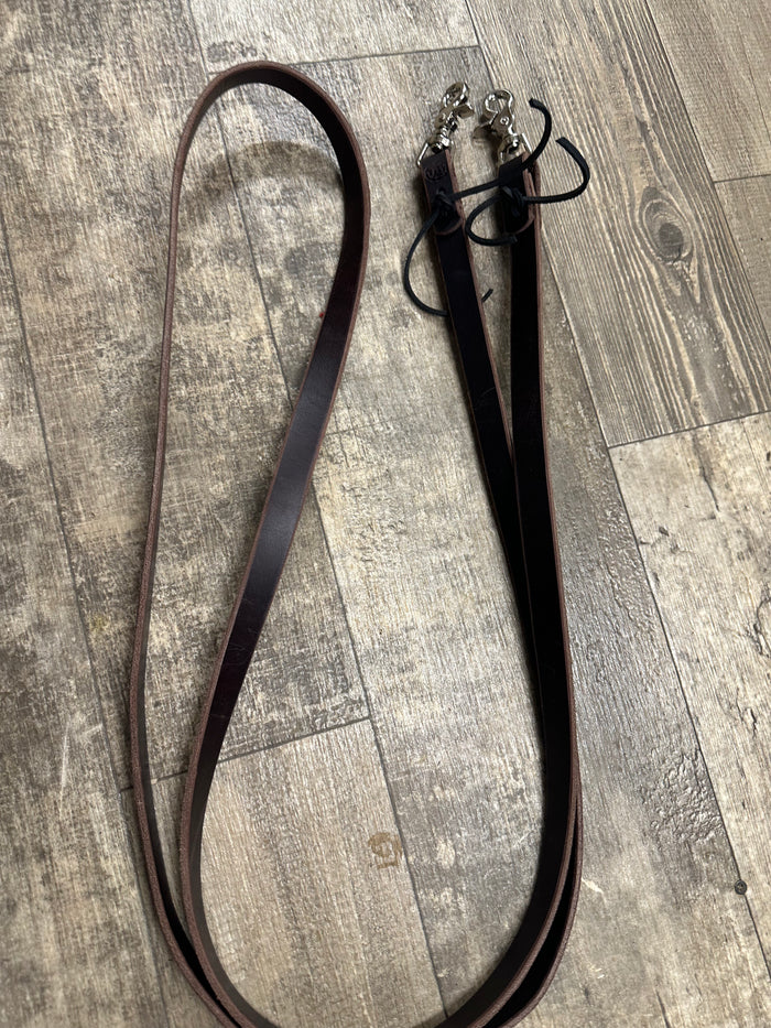 Leather loop reins brown harness leather - Tiffanys Braided Tack LLC