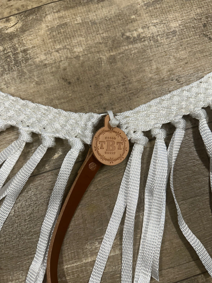 Fringe Mule tape horse breast collar with leather tugs - Tiffanys Braided Tack LLC